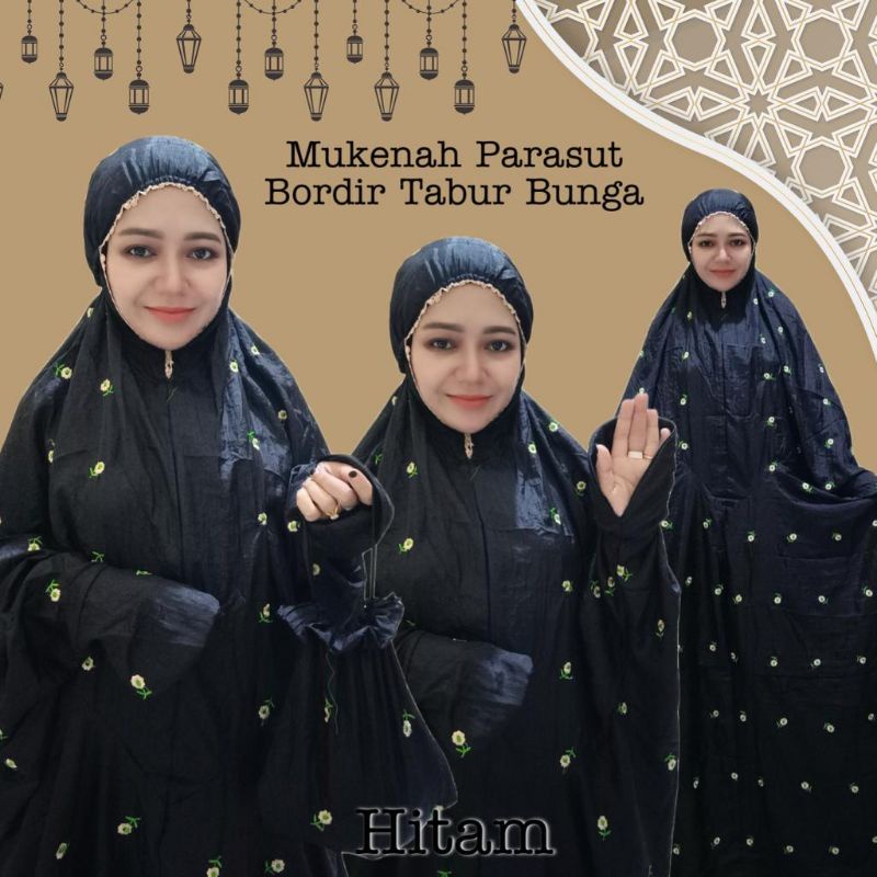 MUKENA PARASUT TERUSAN BORDIR TABUR BUNGA PREMIUM