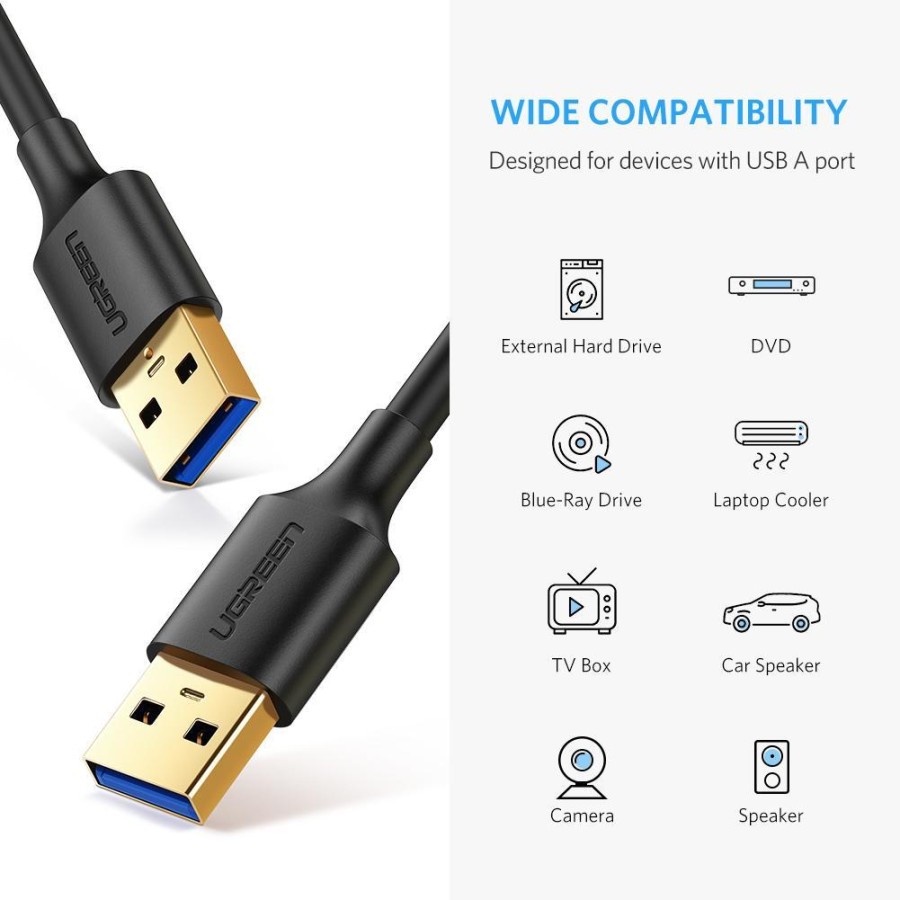 Kabel Male to Male UGREEN USB-A 3.0 0.5M(10369) - UGREEN Kabel USB 3.0