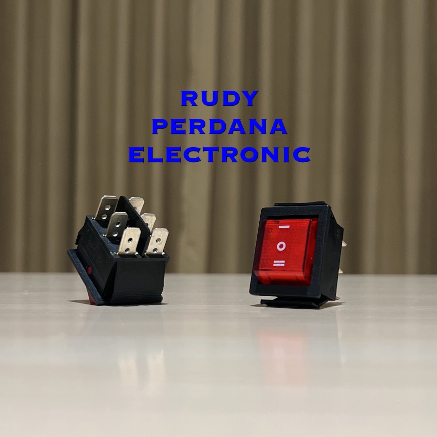 SWITCH ROCKER SAKLAR ON OFF ON 6 PIN KOTAK LED 20A 125V 15A 250V - 31MM 25MM 31x25 MM