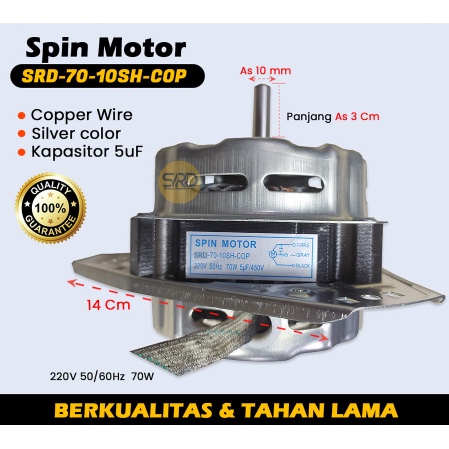 (B) Dinamo Spin Tembaga Mesin Cuci SRD 70 - 10SH - COP As 10 mm Semua Merek