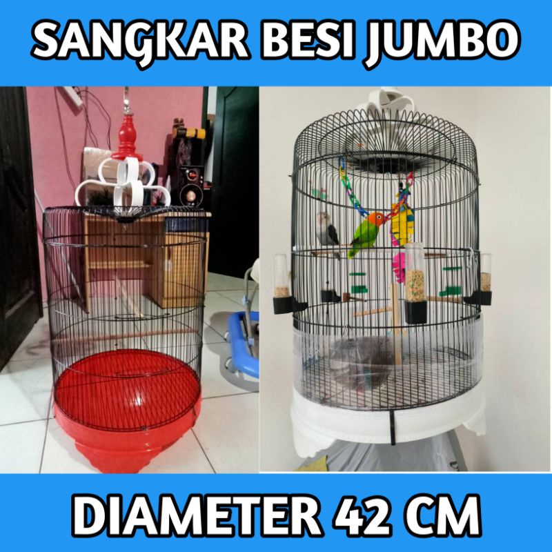 SANGKAR BESI JUMBO UKURAN 42 CM DIAMETER KANDANG BURUNG BULAT LOVEBIRD KACER KENARI
