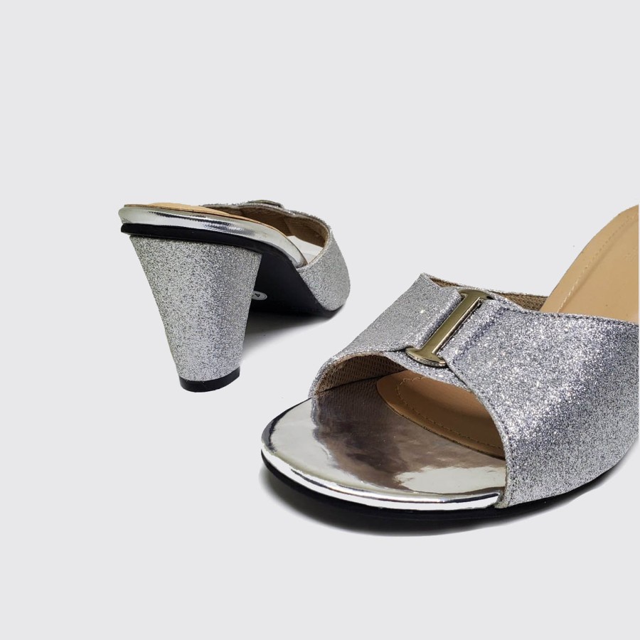 CARROLINE SILVER GOLD HEELS PREMIUM | Sandal Wanita Pesta Ukuran Jumbo Golden High Big Size 40-45