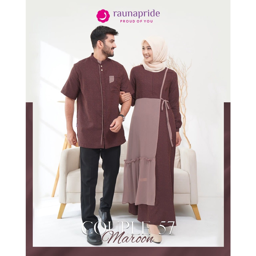 Rauna Couple 57 Maroon Terbaru / RKK 57 - RGD 57 - RKK 57 PJ KC / Fashion Muslim Sarimbit Couple Rauna Terbaru 2023