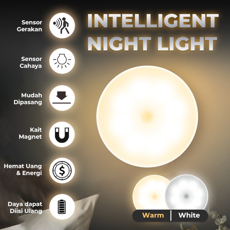 BENIH Cahaya Malam Kamar Lampu LED Sensor Otomatis Gerak LAMPU DINDING SENSOR OTOMATIS Intelligent Ninght Lighi