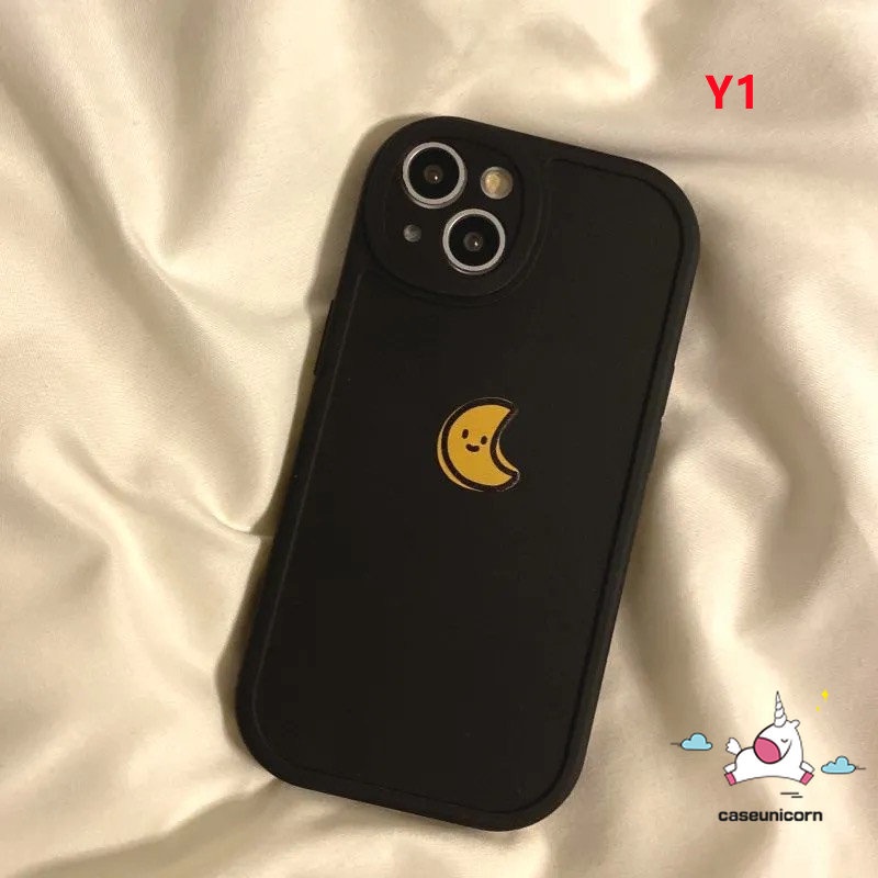 Casing Couple Case Kompatibel Untuk iPhone 11 Pro Max14 13 12 Pro Max XR 6s 6 8 7 Plus X XS Max SE 2020 Simple Lucu Bulan Matahari Shockproof Lembut Tpu Pecinta Pasangan Cover