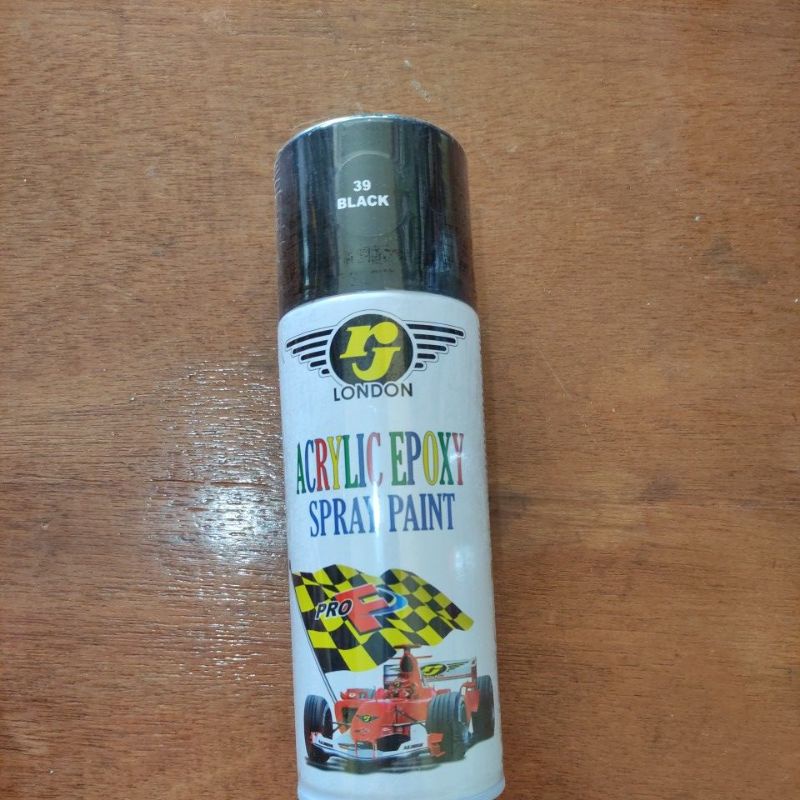 cat semprot RJ (black) /acrylic epoxy spray pain RJ / cat kaleng RJ hitam kilat (400cc)