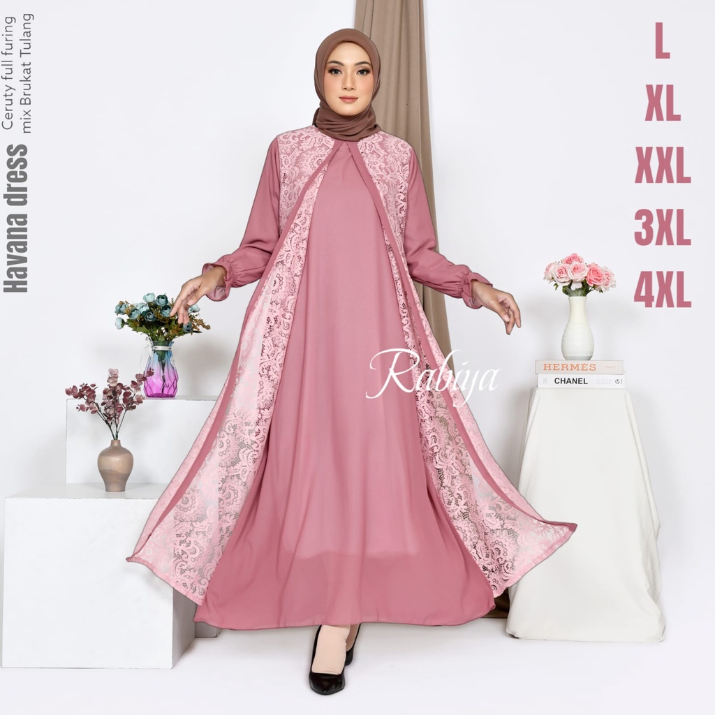 Gamis Lebaran  Havana jumbo ld 140 pj 140 bahan cerutybabydoll armany  / Gamis Tulle Realpict / Gamis Modern / Gamis Terbaru / Gamis Pesta / Gamis Kondangan / Gamis Seragam / Gamis mewah