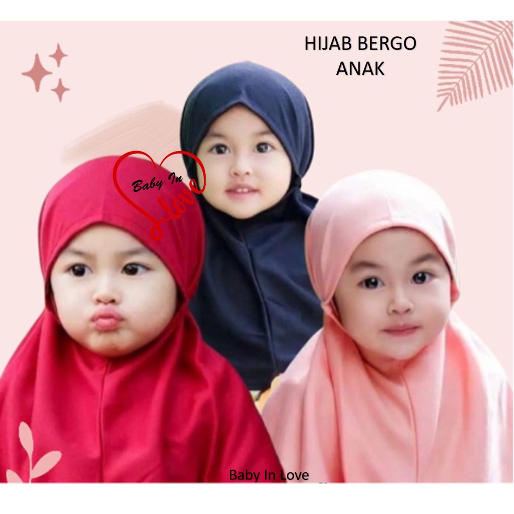 TERMURAH  Hijab Bergo Anak Terbaru Viral 0 - 3 Tahun Hijab Bergo Maryam Jilbab Instan Anak / Kerudun
