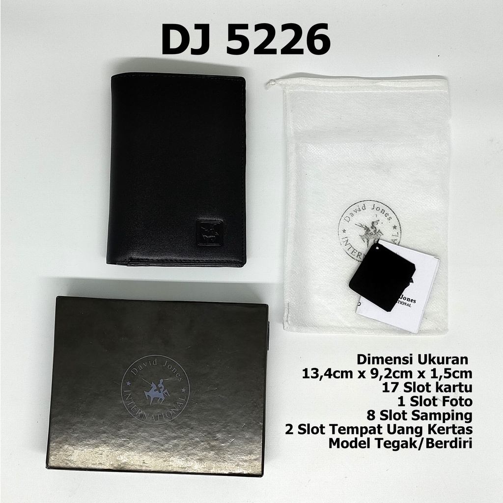 Dompet Pria David Jones DJ 5226 Model Tegak 17 Card Berdiri Kulit Import