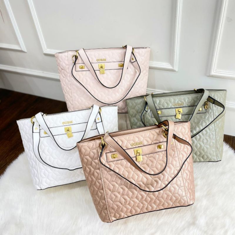 PROMO SALE Tas Guess tote bag besar hitam hijau putih pink gold