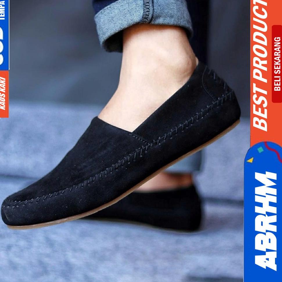 TERBAIK ABRHM x HUNICI - Sepatu Slip On Pria Sepatu Casual Pria Sepatu Kulit Syntetic Pria Sepatu Or