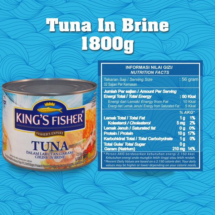 

King'S Fisher Tuna Dalam Air Garam 1800 G Tuna In Brine Daging Tuna