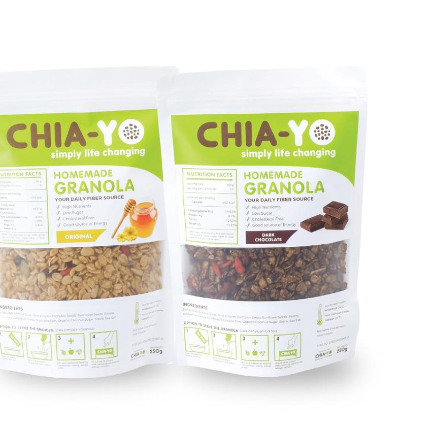 

֍ Chiayo PAKET : 2 Homemade Granola 250gr (Original & Dark Choco) ➴