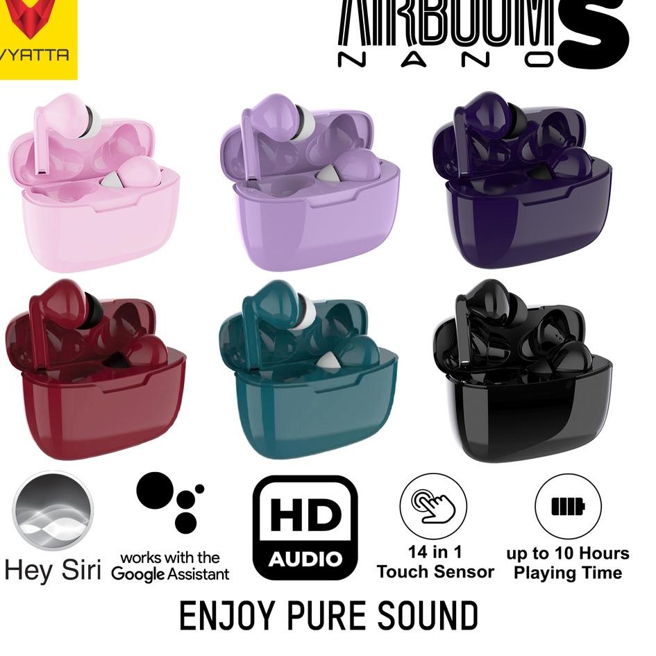 ⅎ VYATTA AIRBOOM NANO S TWS BLUETOOTH HEADSET EARPHONE SUPER SLIM UP TO 10 HOURS 14 IN 1 SMART FUNCT