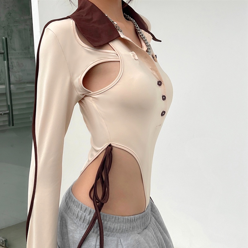 【AMY J】Hollow Out Design Bodysuit Thin Top  7557