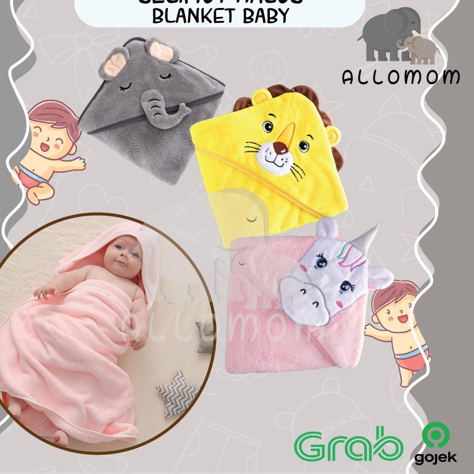 ✫ Blanket Selimut Bayi Newborn / Selimut Bulu Aman Untuk Baby Blanket / Selimut Topi Bayi ➨