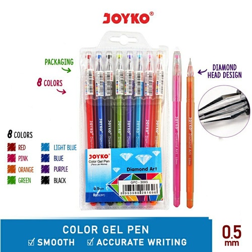 Color Gel Pen 0,5mm*Joyko* Pena Jel Warna* Isi 8pcs