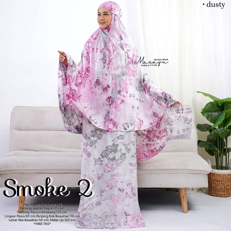 MUKENA SMOKE BATIK RAYON HANDPRINT ADEM ORI MASAYU