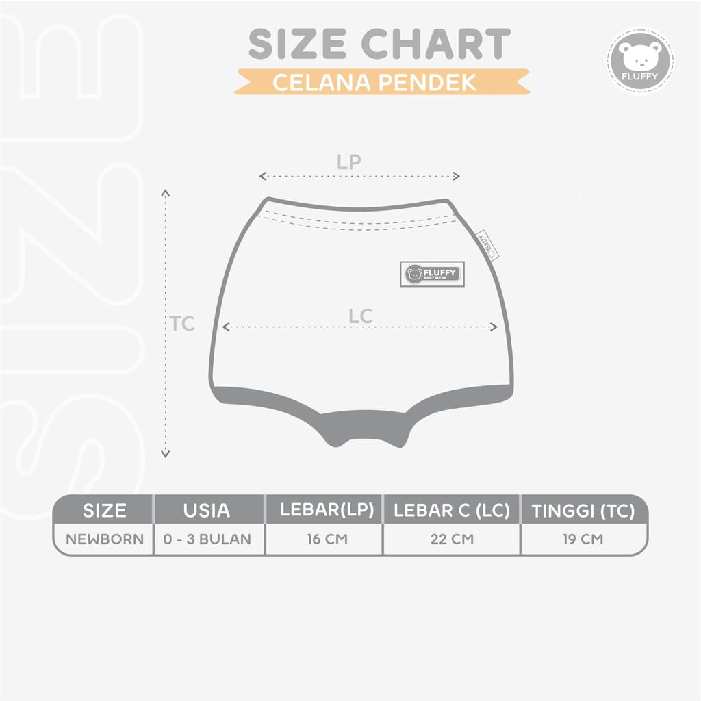 Nova Gorillux Fluffy 3 Pcs Celana Pendek Bayi Newborn Baju Baby 0-3 Bulan Perlengkapan Bayi