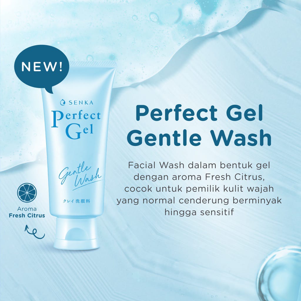 SENKA Perfect Gel Gentle Wash Ukuran 100gr - Pembersih Wajah Gel Senka Cleanser Foam Untuk Jenis Kulit Kombinasi Kulit Berminyak Kulit Sensitif Senka