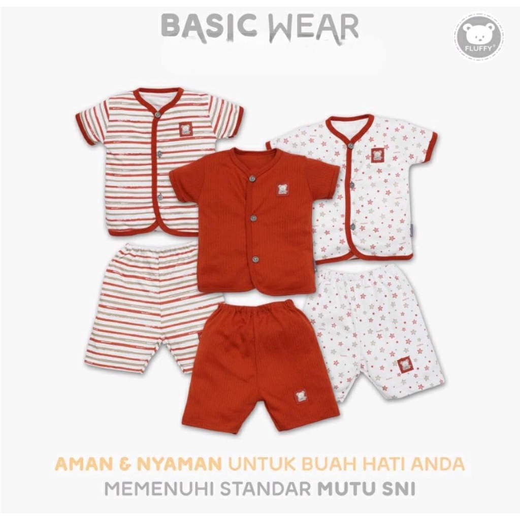 FLUFFY SETELAN MOTIF STAR WARNA MERAH / SETELAN BAYI DAN ANAK