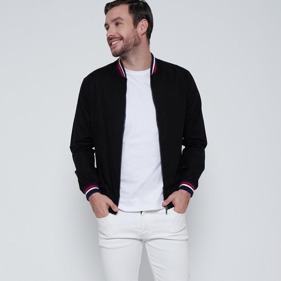 READY M231 Jaket Pria Bomber Oxford Panjang Hitam 1768A