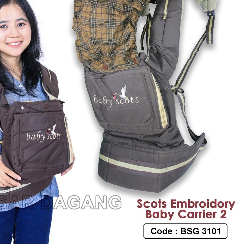 ☝ Gendongan Baby Scots Embroidery 4in1/Gendongan Ransel/Kangguru / Baby Carrier 4 - BSG3101 ➼