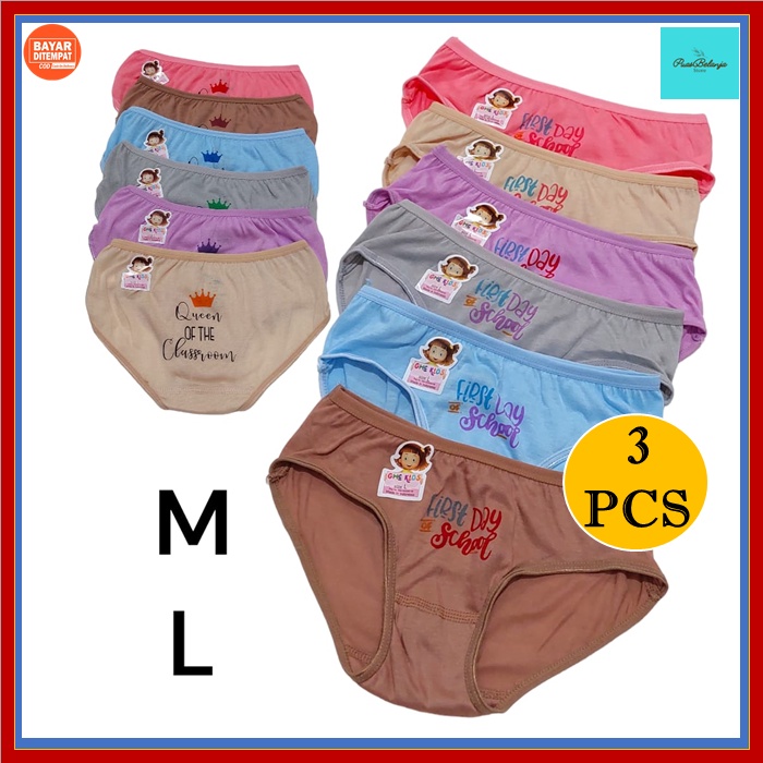 3 Pcs Celana Dalam Anak Perempuan Polos CD Anak Cewek GHC Kids