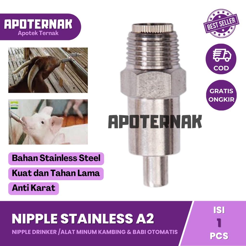 NIPPLE DRINKER Type A2 | Niple Nipel Nepel Otomatis | Alat Minum otomatis Hewan Ternak Kambing Domba Babi