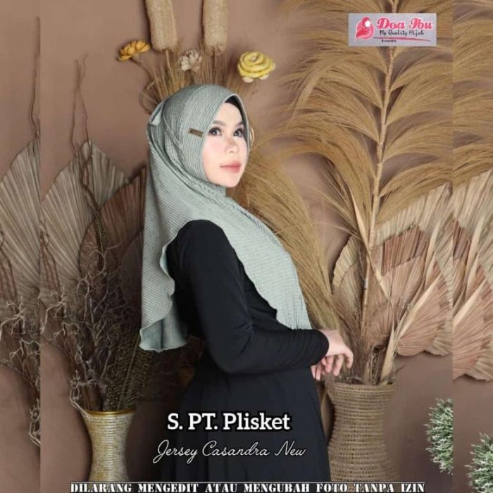 577 Jilbab Doa Ibu Plisket Pet Sabit Busa Tali Jersey Casandra