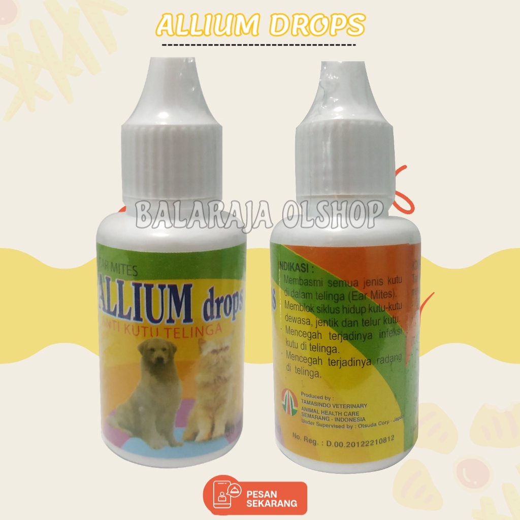 Allium Drops Obat Kutu Telinga Kucing Anjing Ear Mites Dog Cat 30ml