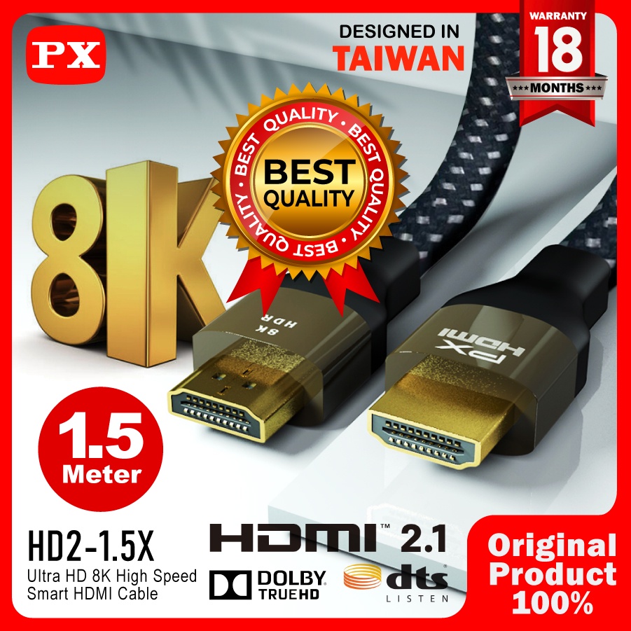 Kabel HDMI 2.1 High-Speed 8K HDR Smart HDMI Cable 1.5M PX HD2-1.5X