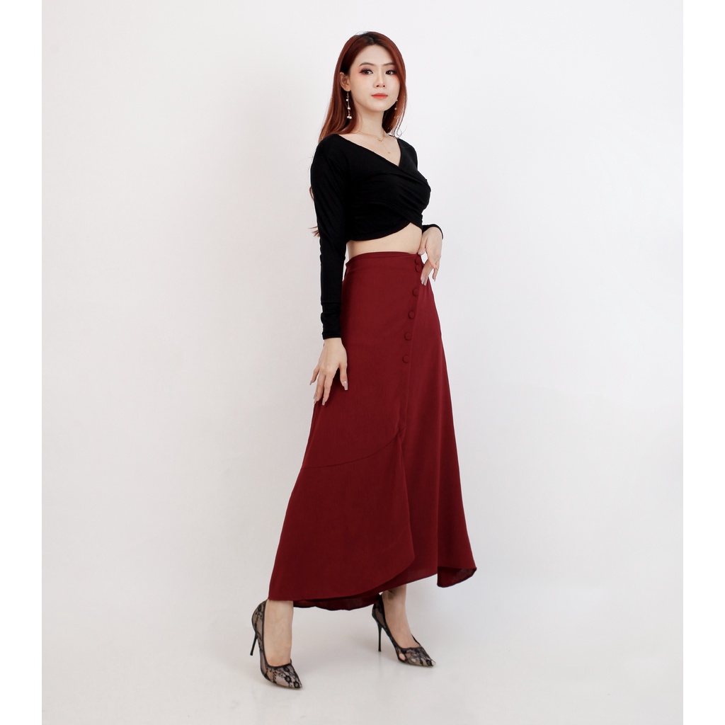 Roselin Skirt -Rok Dua Lapis  Variasi kancing Tersedia 3 size Mrs5