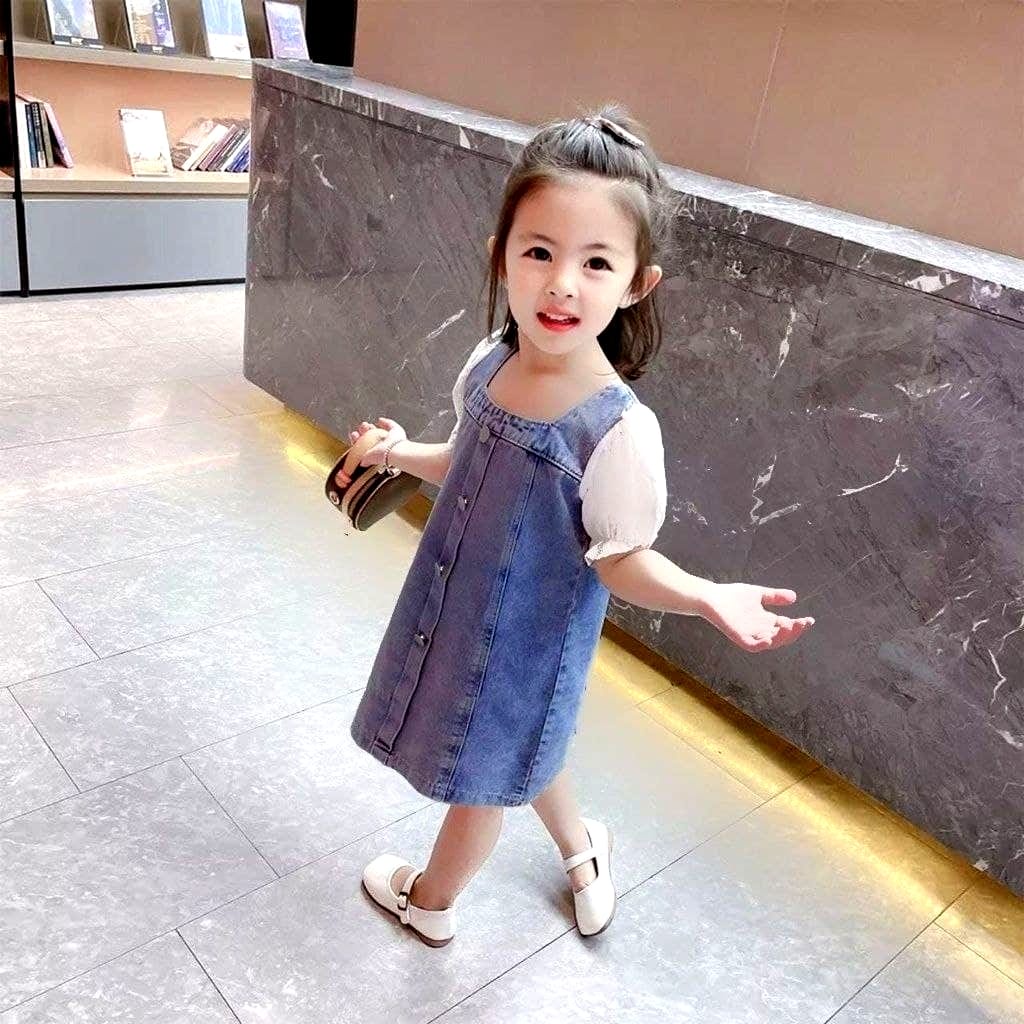 Dress Jeans Anak Kids Baju Denim Anak Perempuan 1-6 Tahun