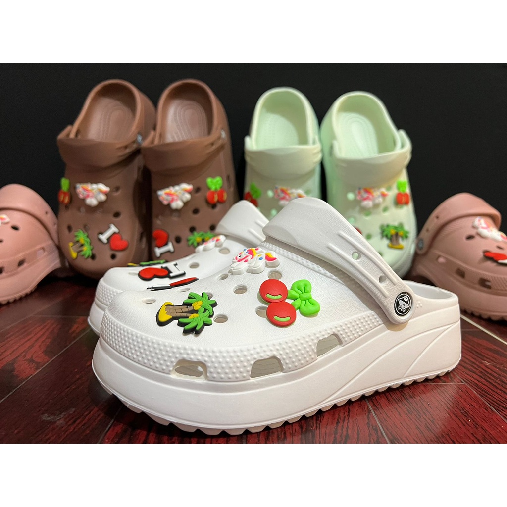 Sandal Kodok Classic Bae Clog, Sepatu Sendal Baim Wedges Platform Wanita Model Crocs_blc1