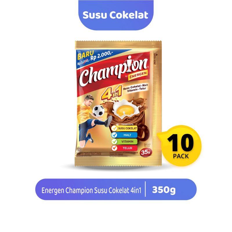 

Champion 4 in 1 susu coklat malt vitamin telur 35 Gr isi 10 pcs 1 renceng