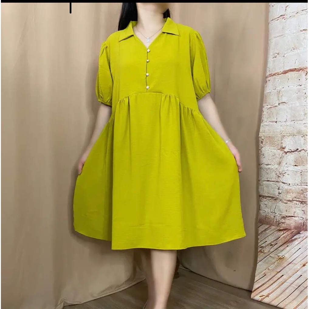 Basic id fashion Dres wanita jumbo bumil / Dres kalina crinkle airflow /Dres babydoll