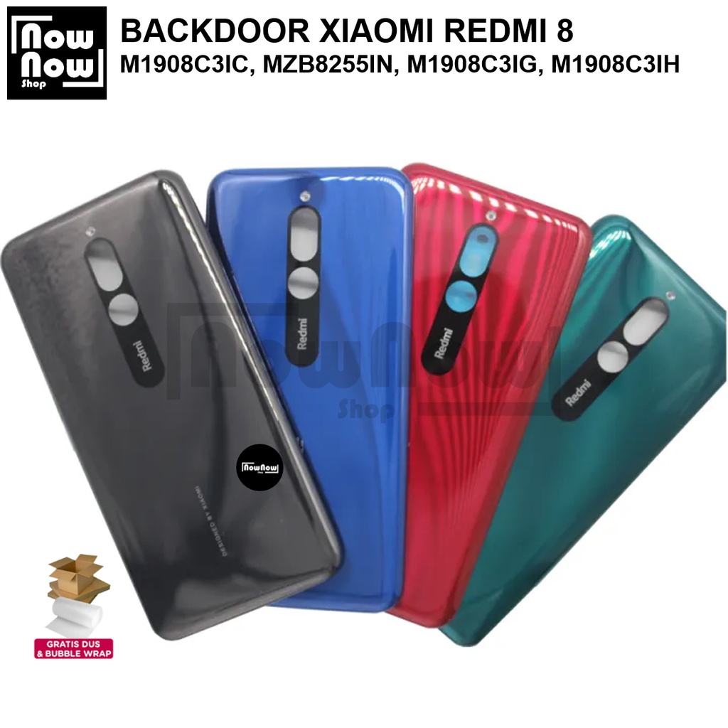 Backdoor Tutup Belakang Baterai Xiaomi Redmi 8 M1908C3IC MZB8255IN M1908C3IG M1908C3IH Backcover Back Casing Housing Cover Belakang Back Case Panel Replacement