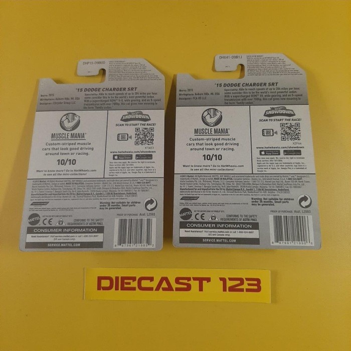 (2PCS) FACTORY SEALED HOT WHEELS '15 DODGE CHARGER SRT HW MUSCLE MANIA TERMURAH