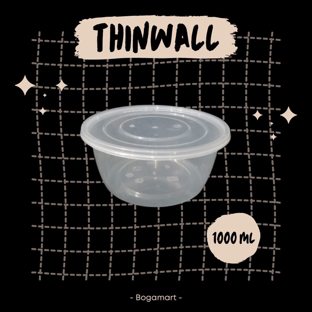 Thinwall DM Round 1000ml / Food Container / Packaging Makanan / Mangkok Plastik