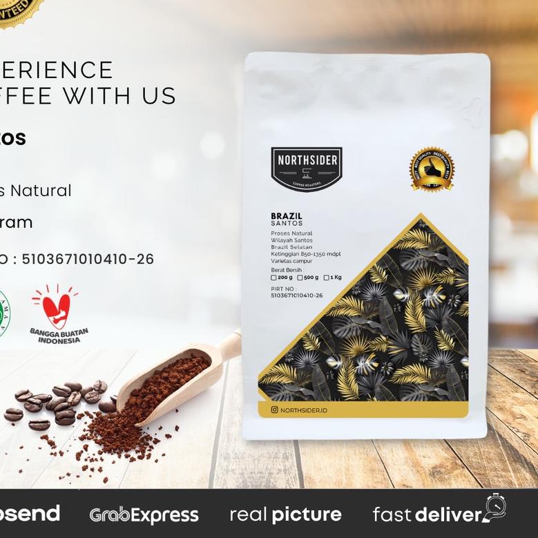 

◘ BIJI KOPI ARABIKA BRAZIL SANTOS NATURAL - 200GR NORTHSIDER COFFEE ➩