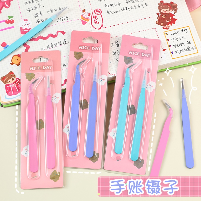 

COD 2PCS TWEEZER STICKER PINSET SCRAPBOOK / PENJEPIT STICKER / PERALATAN JOURNALING / PRECISION TWEEZER