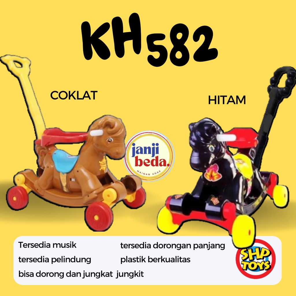KH 582 SHP TOYS  Mainan Anak Kuda hitam coklat kudaan dorong OdongOdong Characters HORSE Black choco