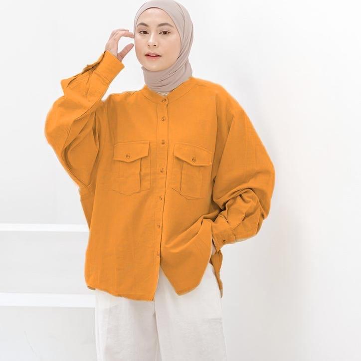 1KG MUAT 5PCS | RERE KEMEJA SAKU LINEN RAMI OOTD SELEBGRAM FASHION WANITA