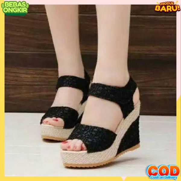 Sendal Wanita Tinggi Kekinian Tinggi Weadges Pesta Slop Weges Wejes Elegan Ori Sandal Kekinian Wedge