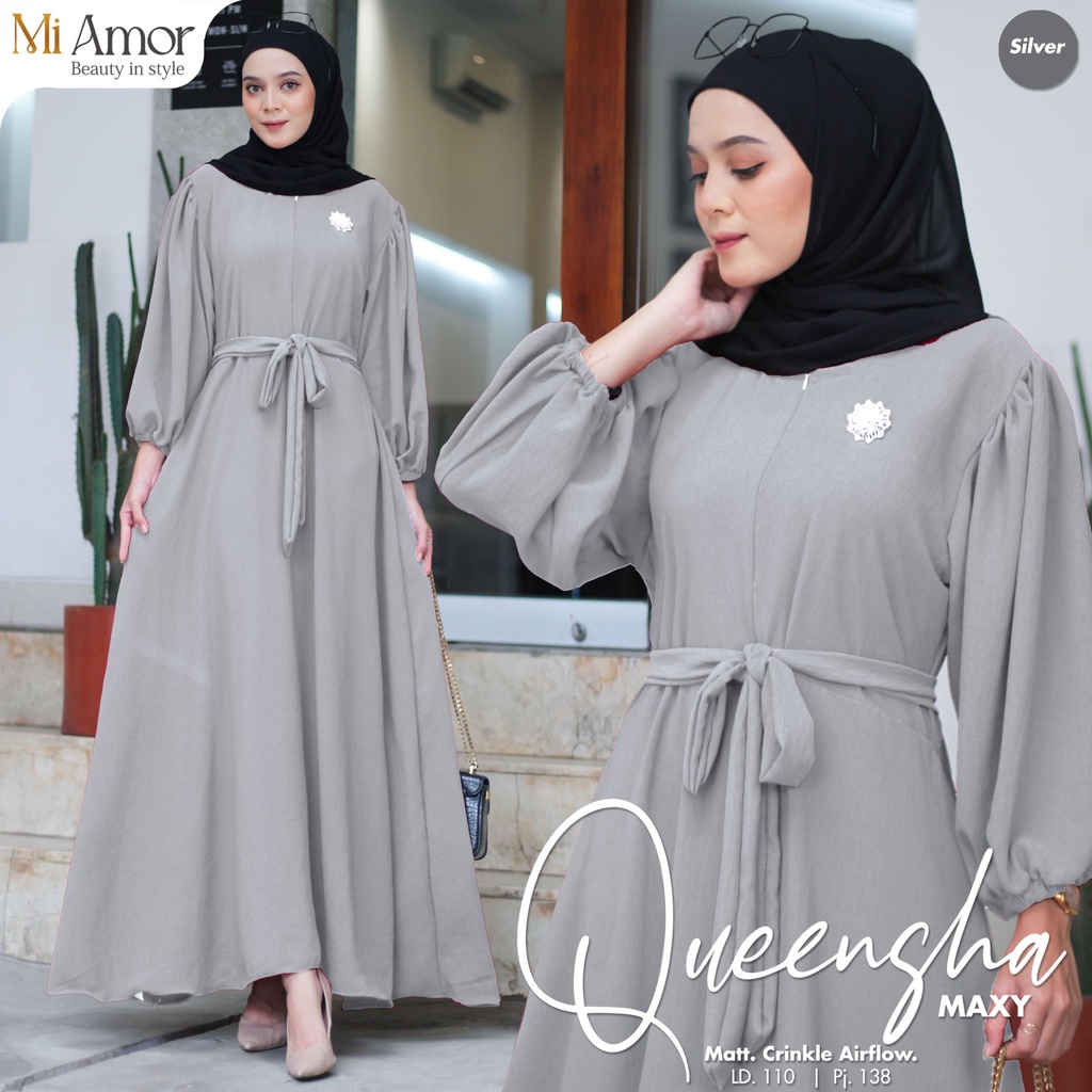 Queensha Dress Gamis Crinkle Airflow Original Produk By Moira