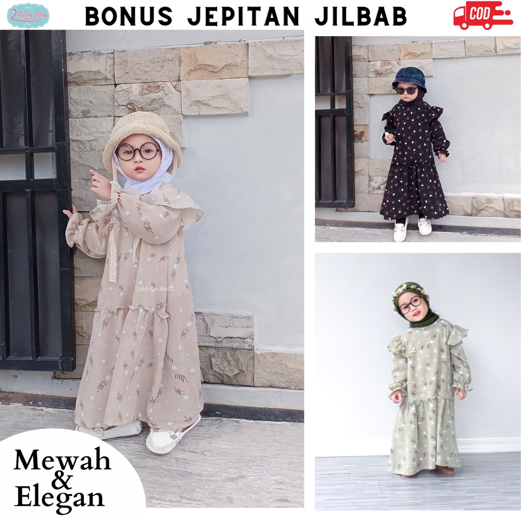 Gamis anak perempuan set jilbab 0 6 tahun Dress anak Zivana - Gamis bayi newborn Zalira Kids