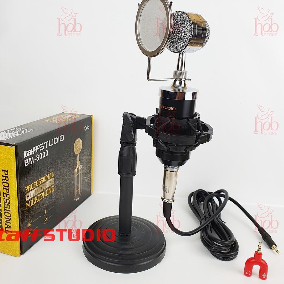 ☟ TaffSTUDIO BM8000 Condenser BM 8000 Microphone Stand Mic Meja Podium ➴