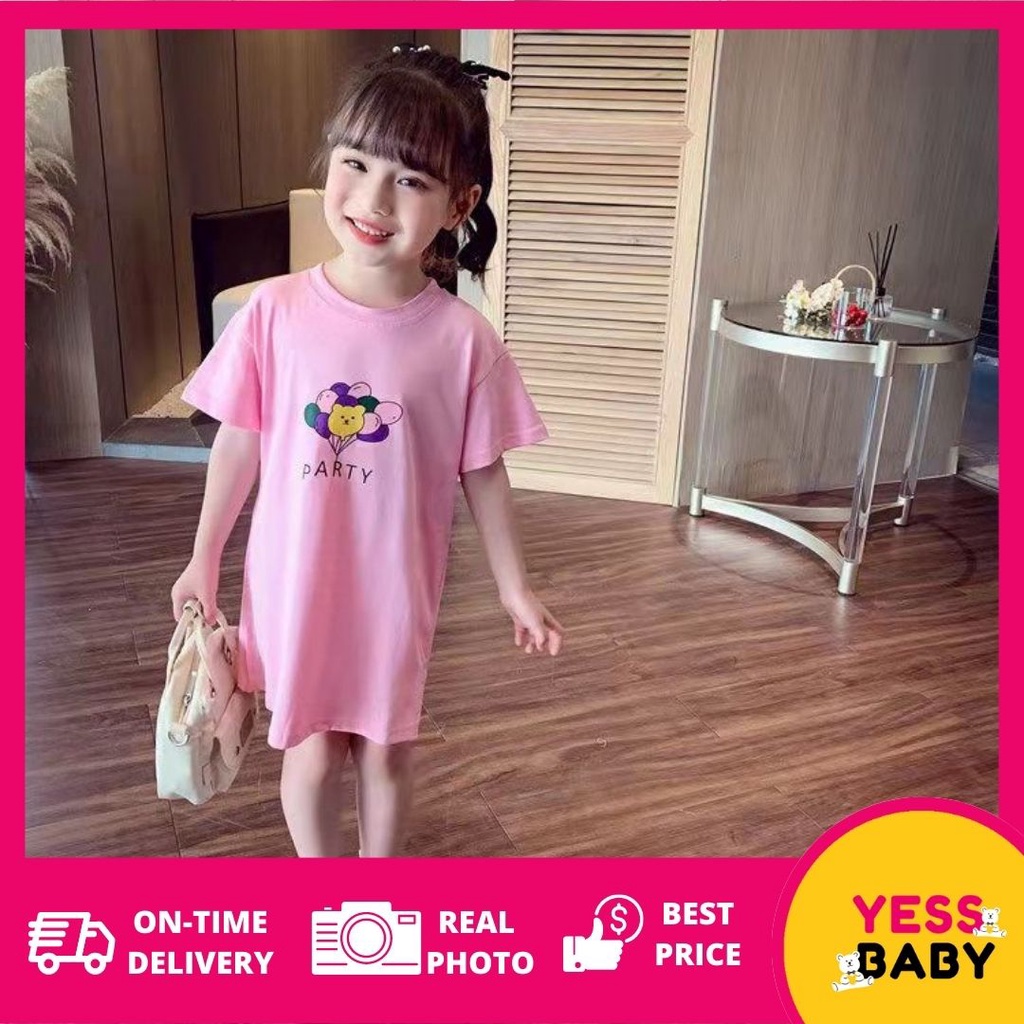 yessbaby HELLOBEAR gaun anak perempuan/Baju anak perempuan/rok bayi/Kaos dress anak moktif beruang cute import