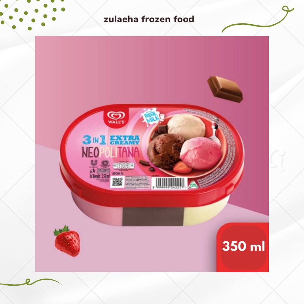 Ice Cream Walls 3in1 Es Krim 3in1 Neapolitana Extra Creamy 350ml